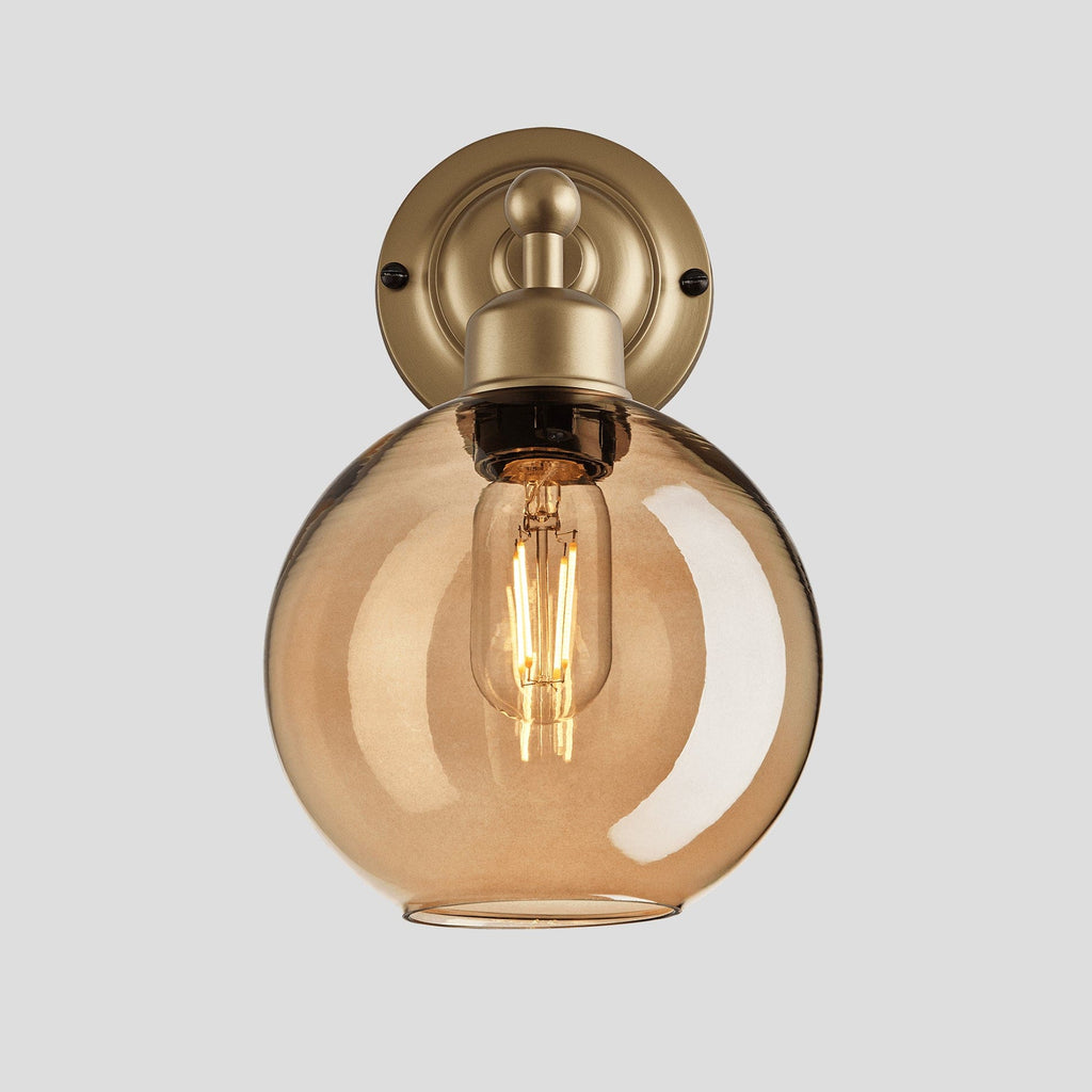 Orlando Tinted Glass Globe Wall Light - 7 Inch - Amber-Wall Lights-Yester Home