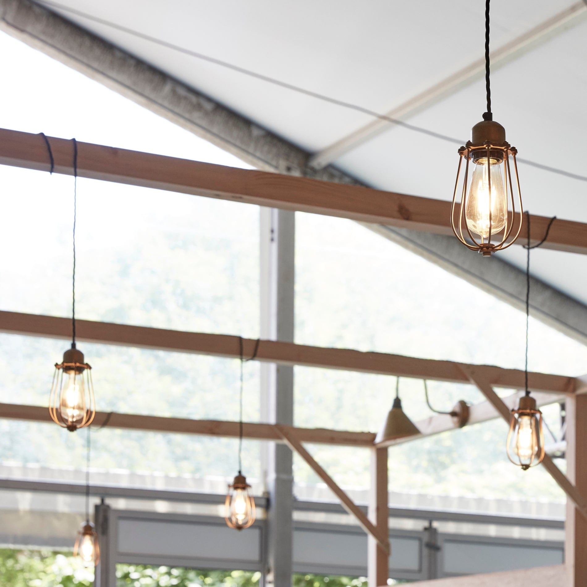 Orlando Wire Cage Pendant - 4 Inch - Brass-Ceiling Lights-Yester Home