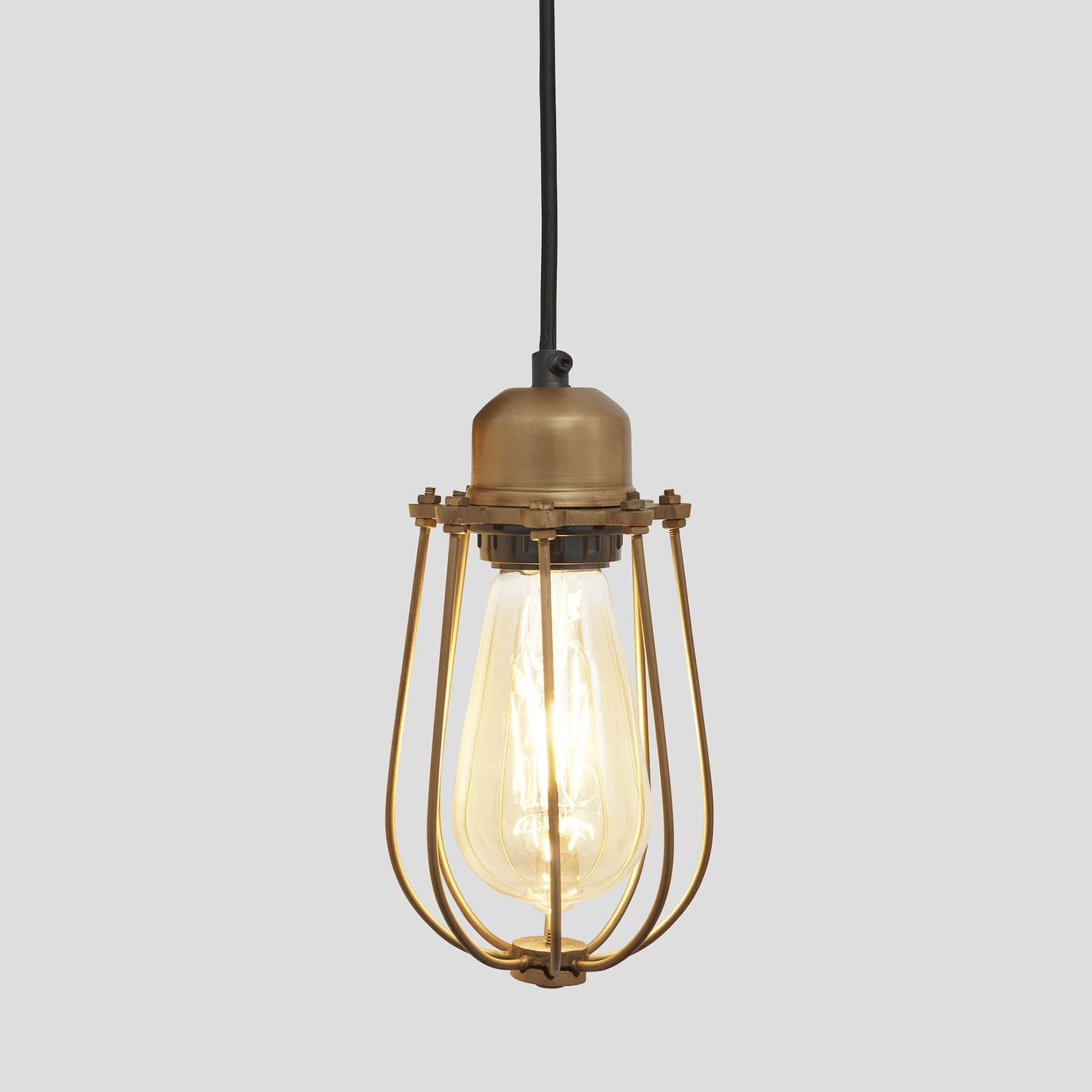 Orlando Wire Cage Pendant - 4 Inch - Brass-Ceiling Lights-Yester Home