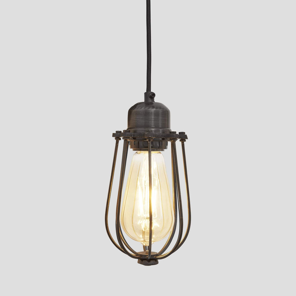 Orlando Wire Cage Pendant - 4 Inch - Pewter-Ceiling Lights-Yester Home