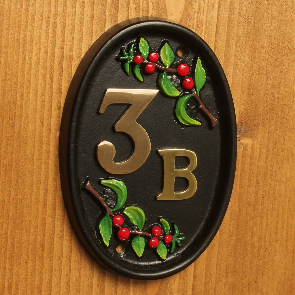 Oval Berries House Number Sign