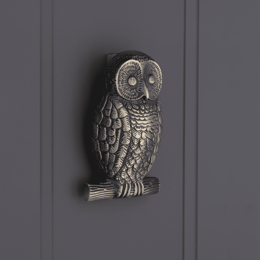 Owl Door Knocker Antique Brass - Door Knockers - Spira Brass - Yester Home
