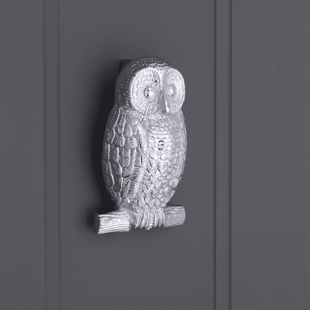 Owl Door Knocker Polished Chrome - Door Knockers - Spira Brass - Yester Home