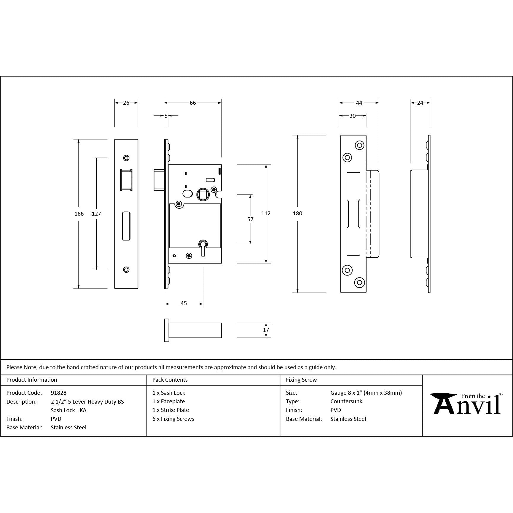 PVD 2½" BS Heavy Duty Sash Lock KA | From The Anvil - Sash Locks - From The Anvil - Yester Home