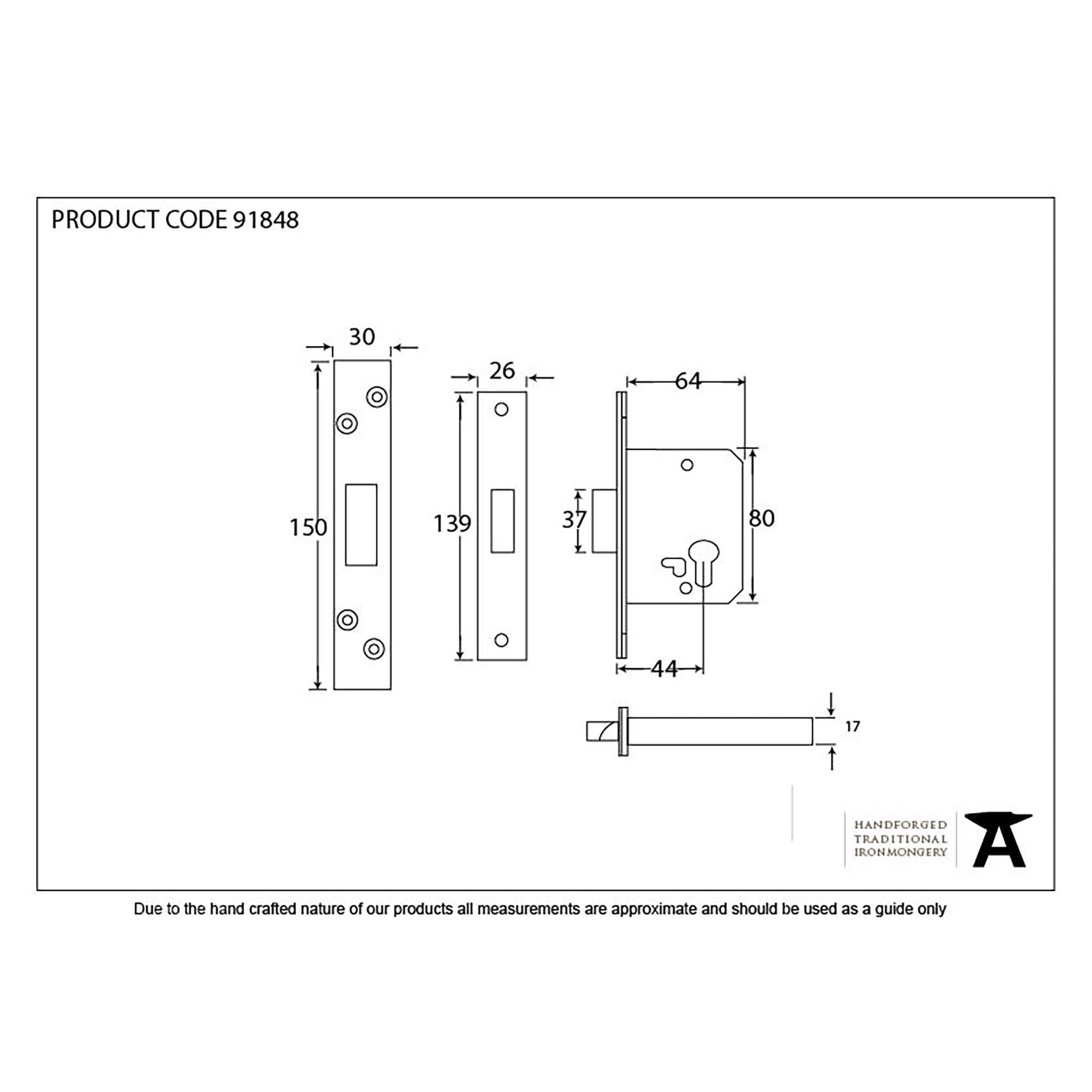 PVD 2½" Euro Profile Dead Lock | From The Anvil - Deadlocks & Deadbolts - From The Anvil - Yester Home