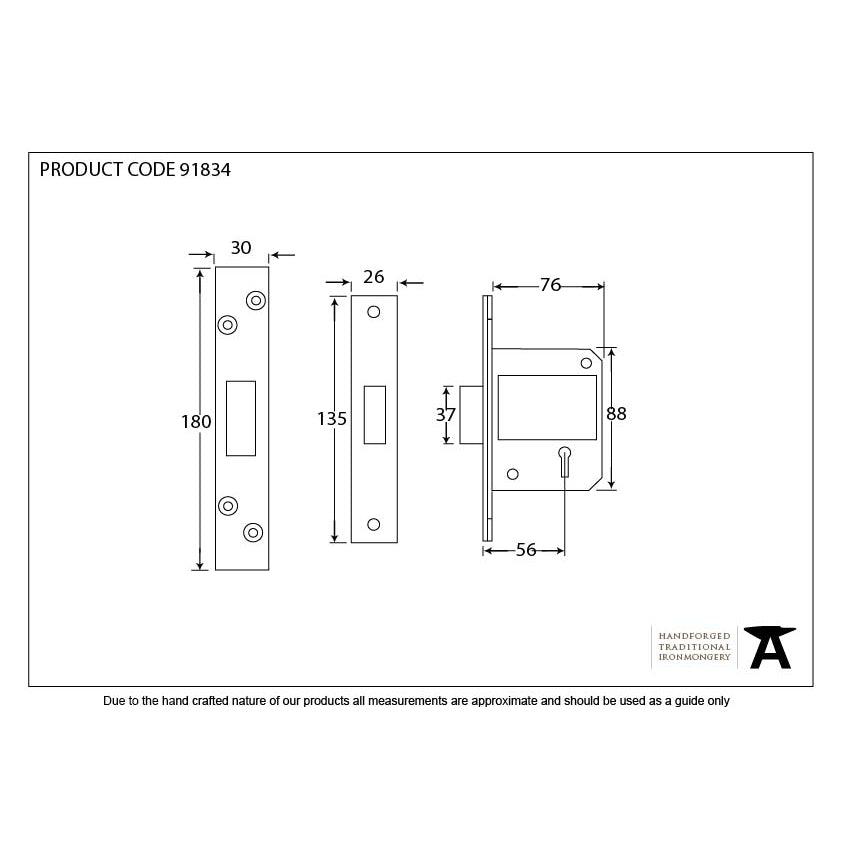 PVD 3" 5 Lever BS Deadlock KA | From The Anvil-Deadlocks & Deadbolts-Yester Home