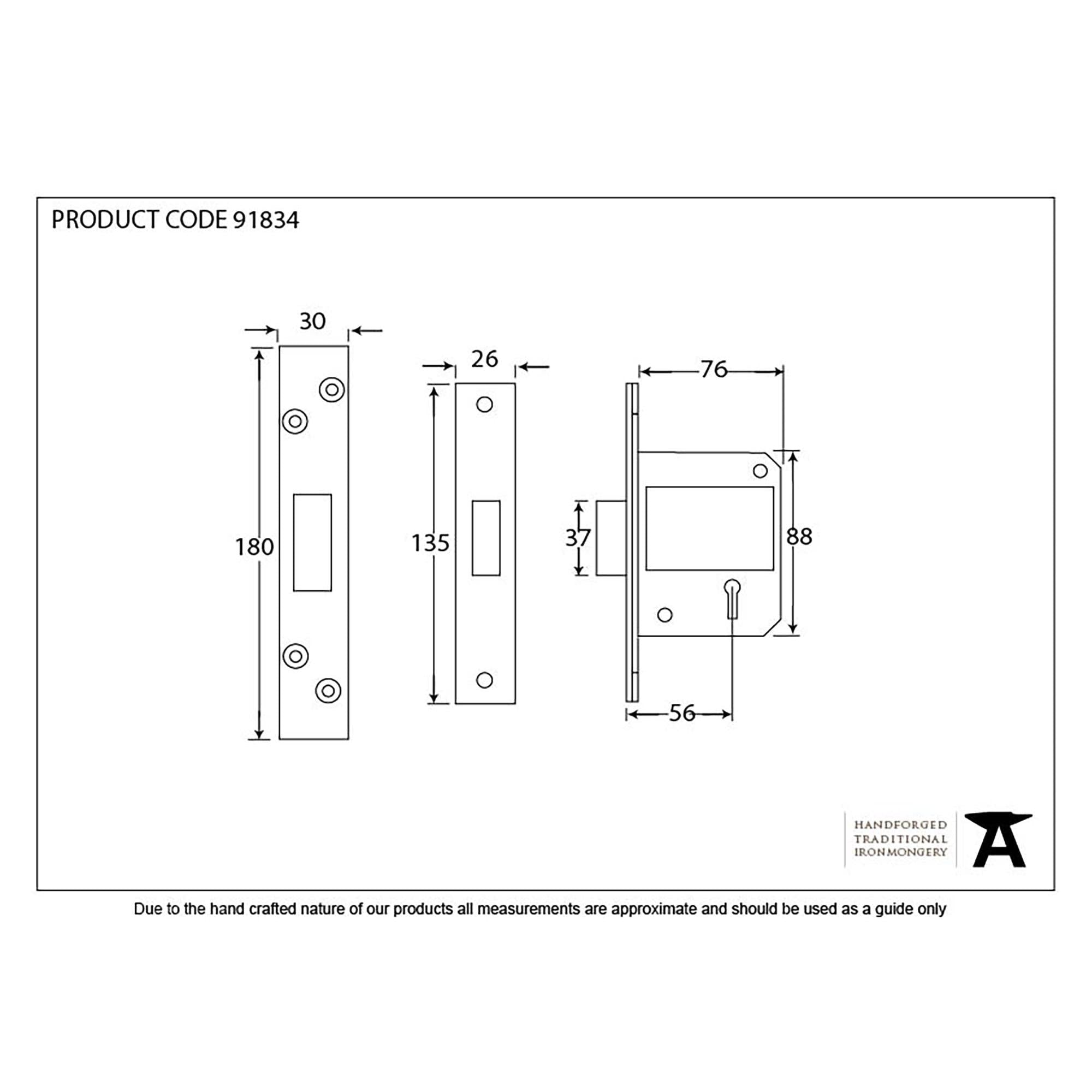 PVD 3" 5 Lever BS Deadlock KA | From The Anvil - Deadlocks & Deadbolts - From The Anvil - Yester Home