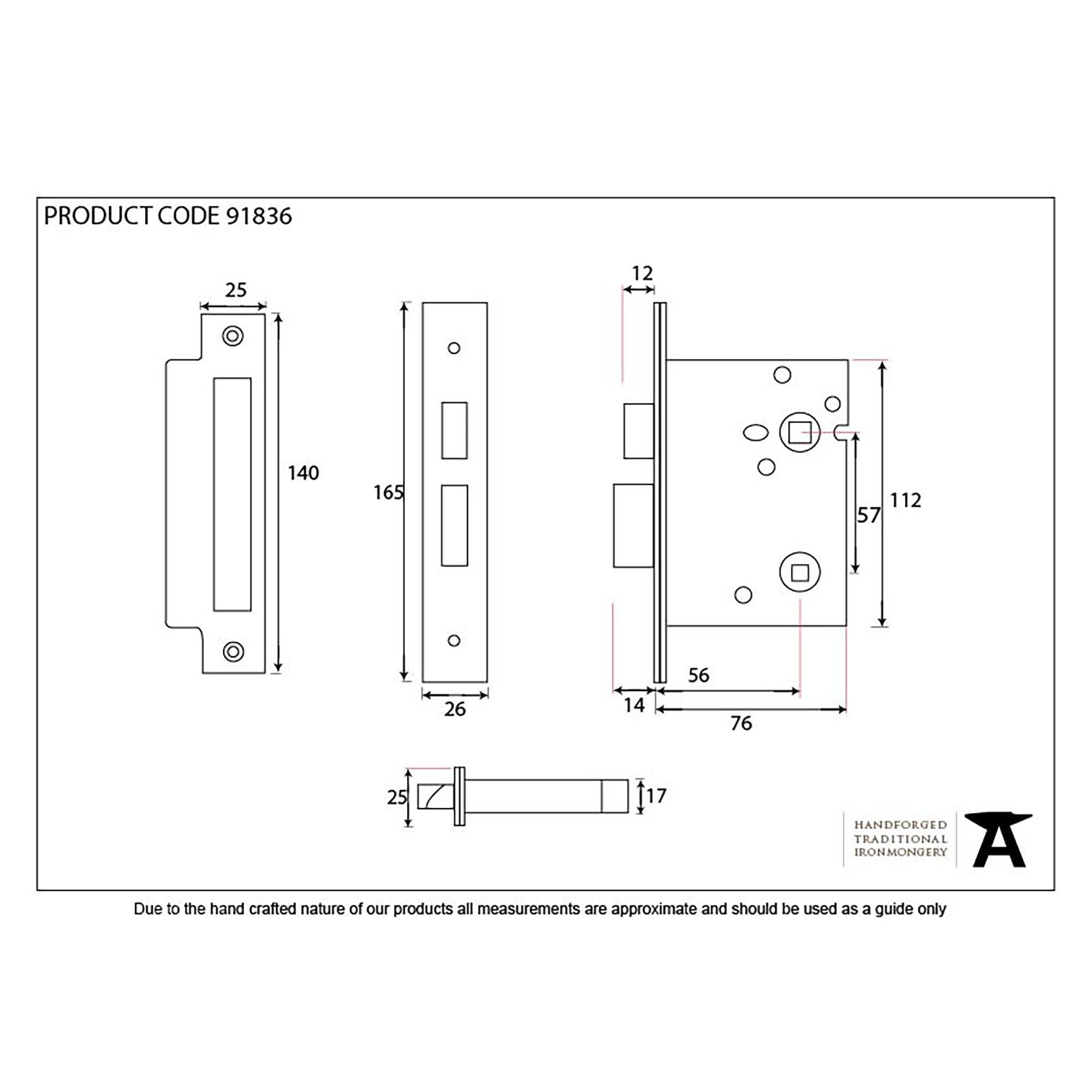PVD 3" Heavy Duty Bathroom Mortice Lock | From The Anvil - Bathroom Locks - From The Anvil - Yester Home