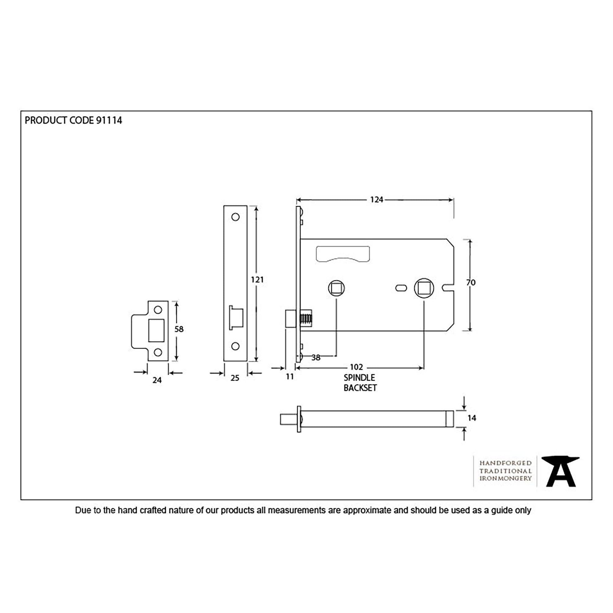 PVD 5" Horizontal Bathroom Lock | From The Anvil - Bathroom Locks - From The Anvil - Yester Home