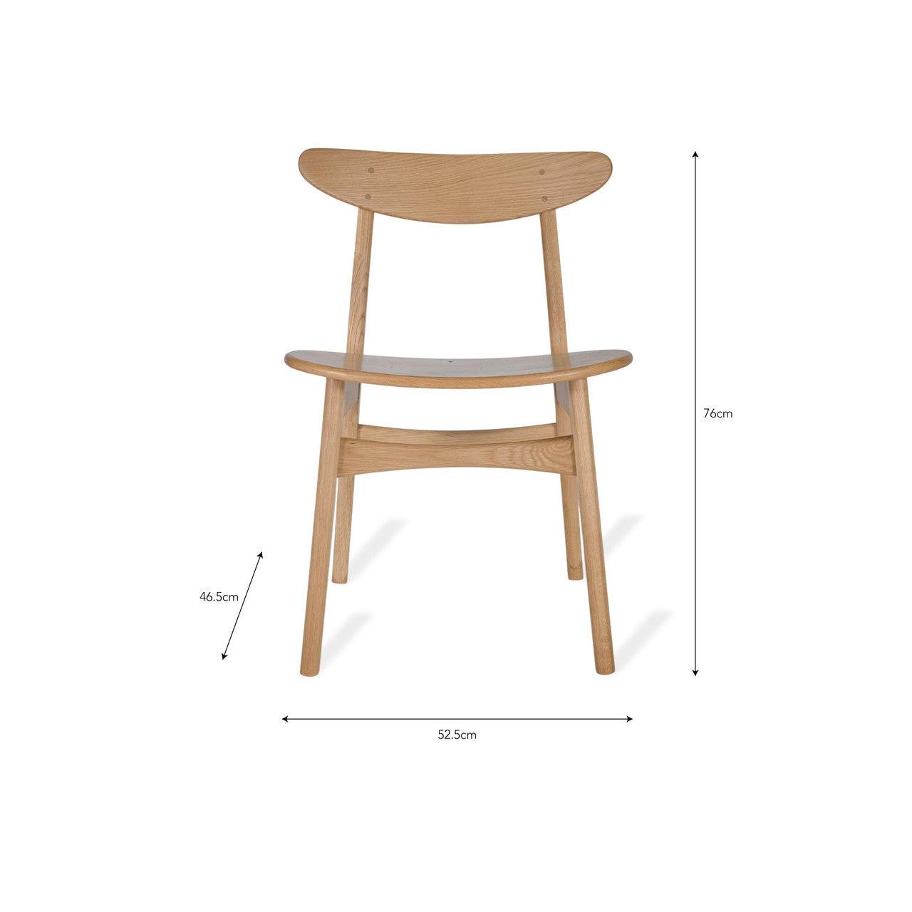 Pair of Longcot Dining Chairs - Oak-Indoor Furniture-Yester Home