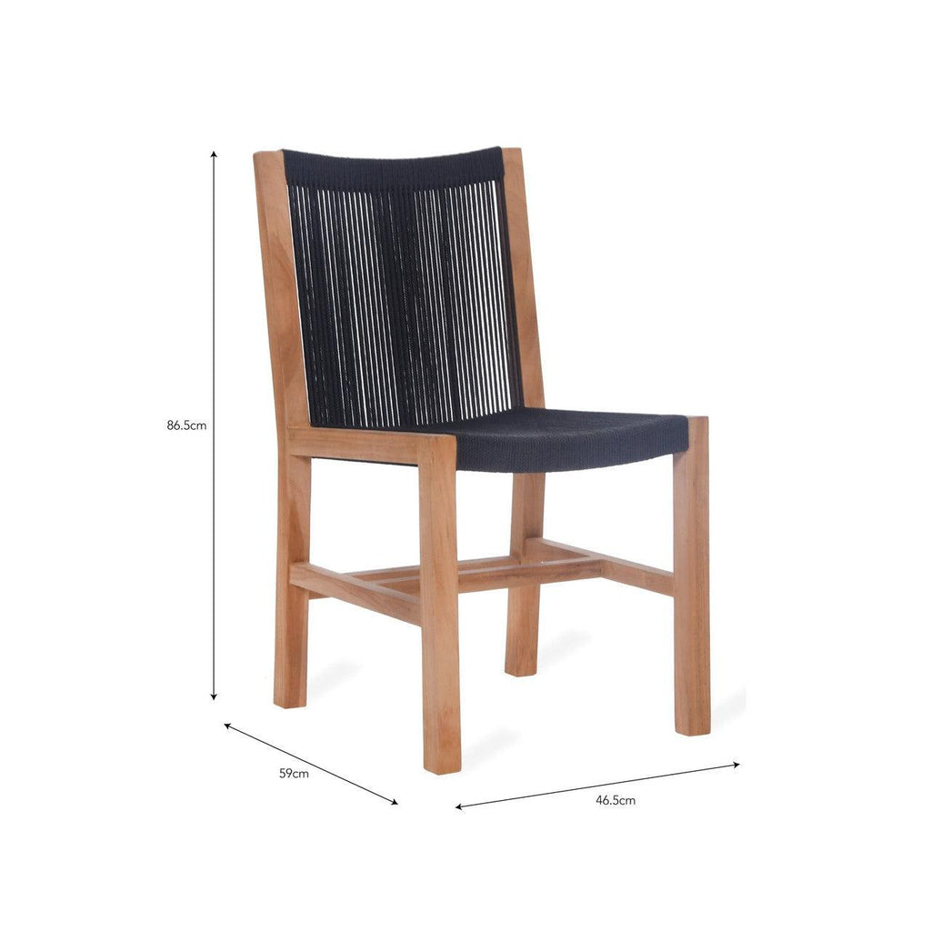 Pair of Mylor Chairs - Teak and Poly Rope (Black)