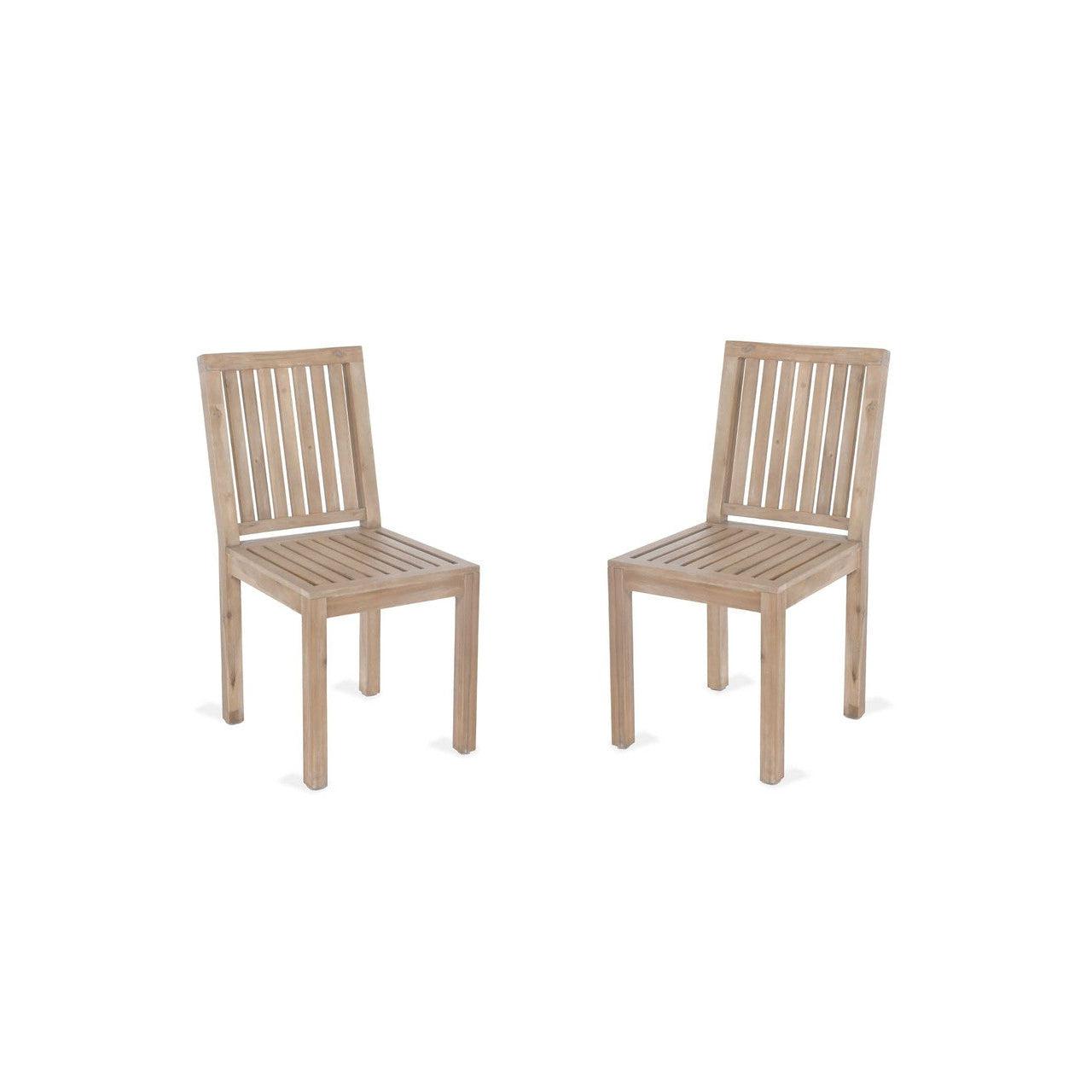 Pair of Porthallow Dining Chairs - Acacia-Outdoor Chairs-Yester Home