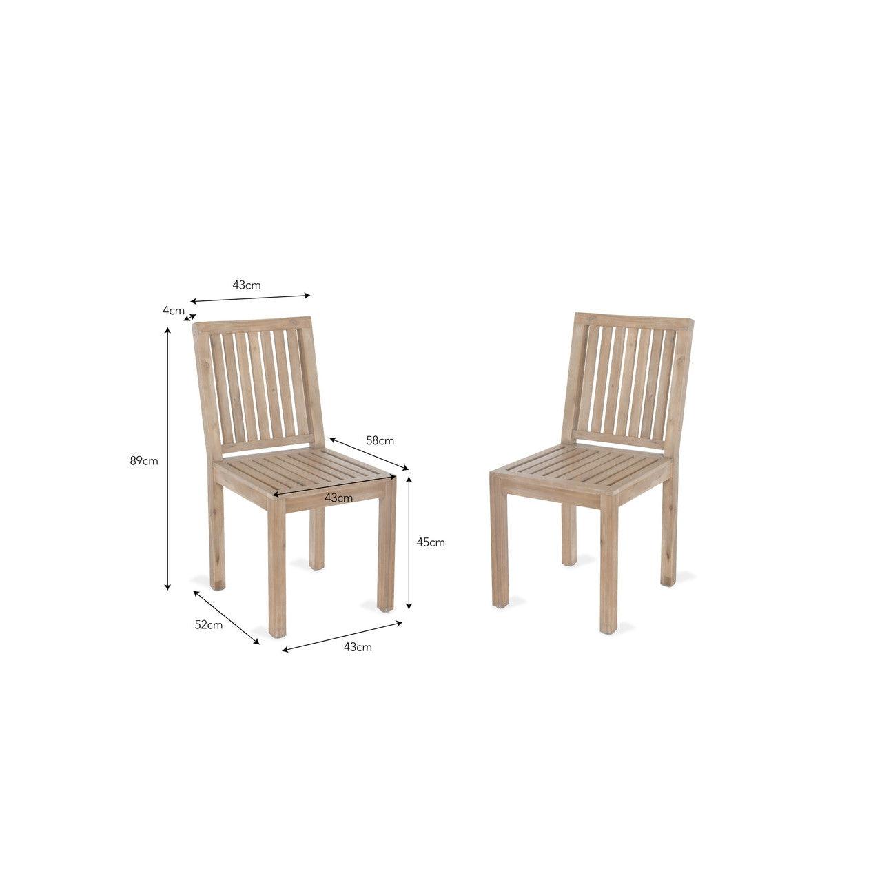 Pair of Porthallow Dining Chairs - Acacia-Outdoor Chairs-Yester Home