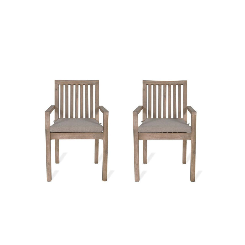 Pair of Porthallow Dining Chairs with Arms - Acacia