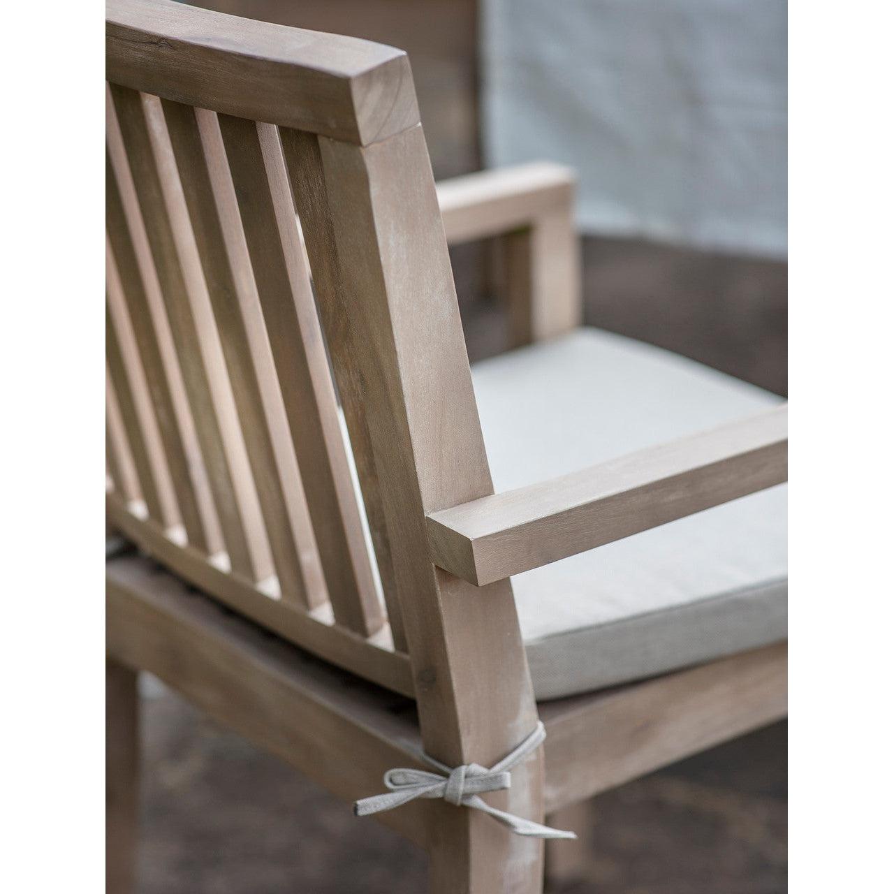 Pair of Porthallow Dining Chairs with Arms - Acacia-Outdoor Chairs-Yester Home