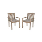 Pair of Porthallow Dining Chairs with Arms - Acacia-Outdoor Chairs-Yester Home