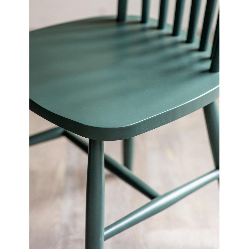 Pair of Spindle Back Chairs in Forest Green-Dining Chairs & Benches-Yester Home