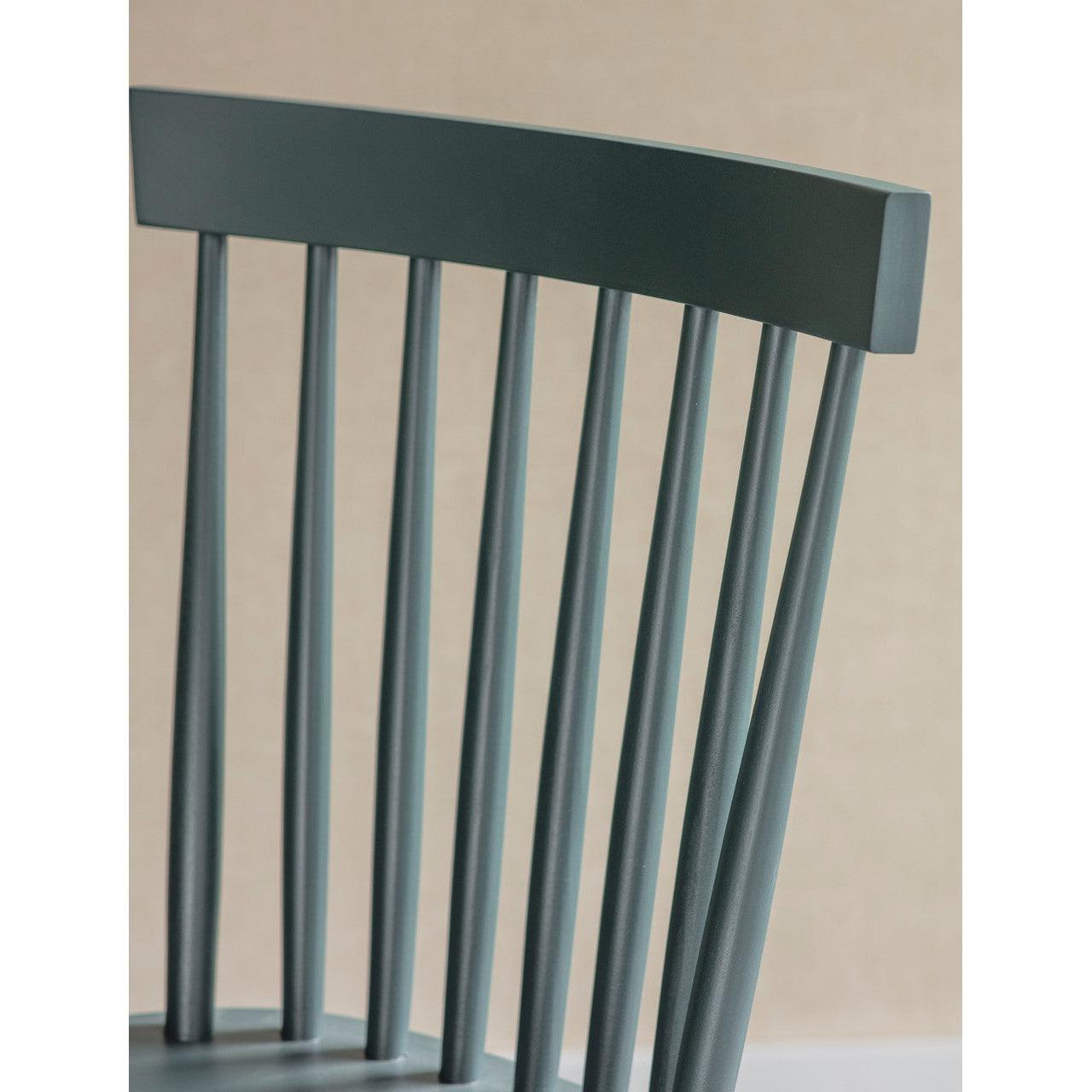 Pair of Spindle Back Chairs in Forest Green-Dining Chairs & Benches-Yester Home