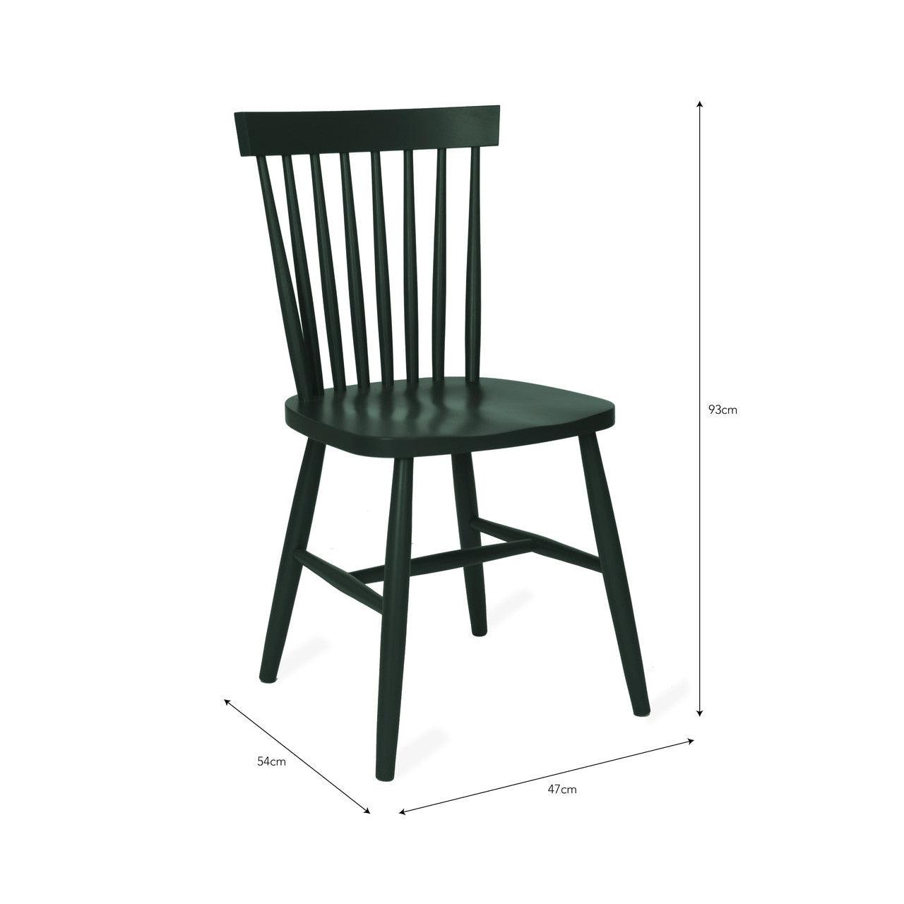 Pair of Spindle Back Chairs in Forest Green-Dining Chairs & Benches-Yester Home