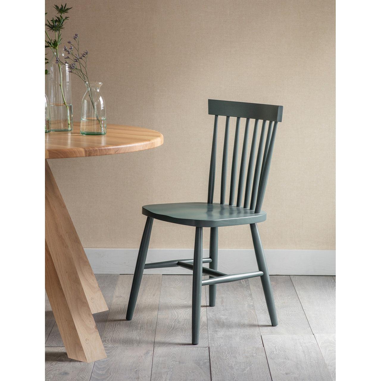 Pair of Spindle Back Chairs in Forest Green-Dining Chairs & Benches-Yester Home