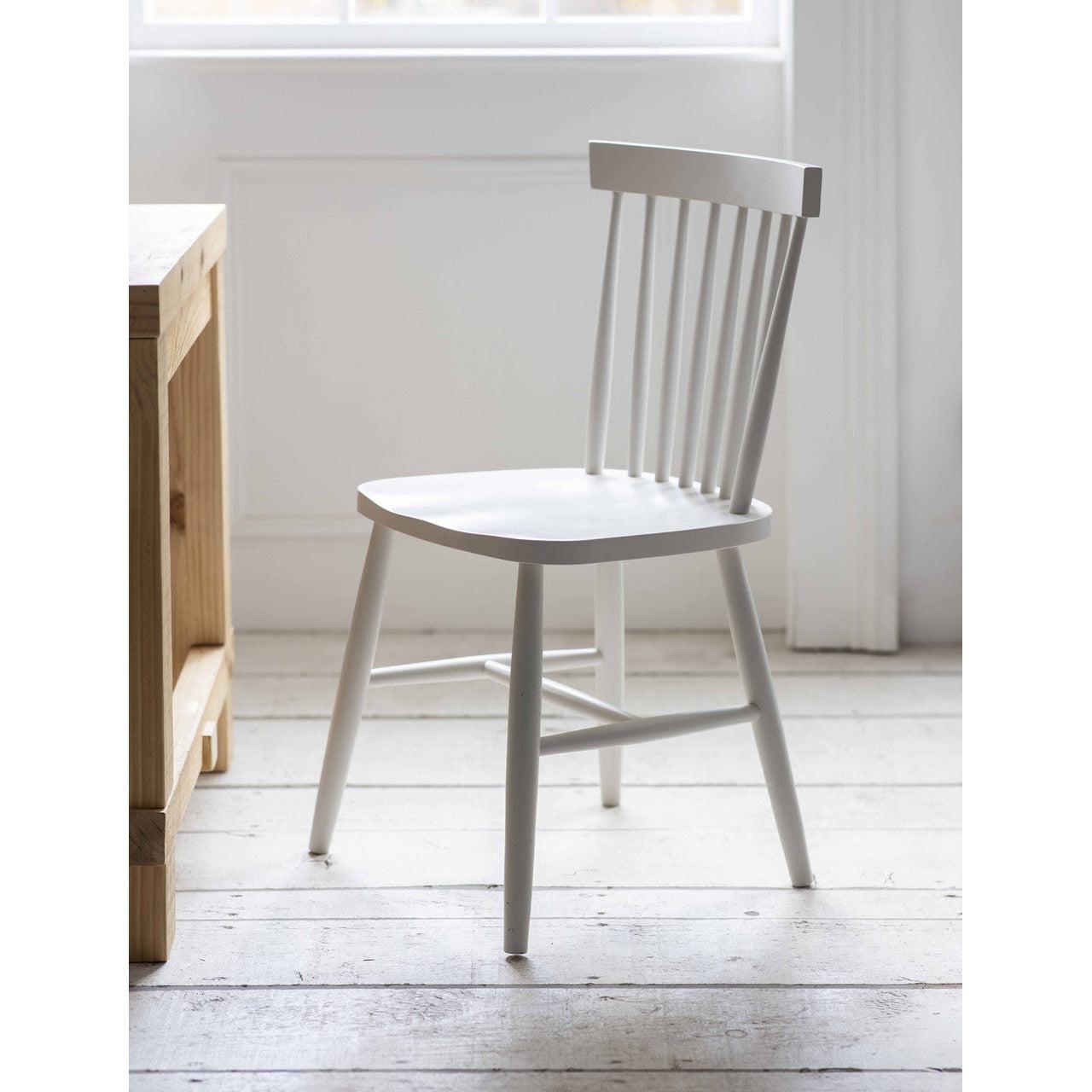 Pair of Spindle Back Chairs in Lily White-Dining Chairs & Benches-Yester Home