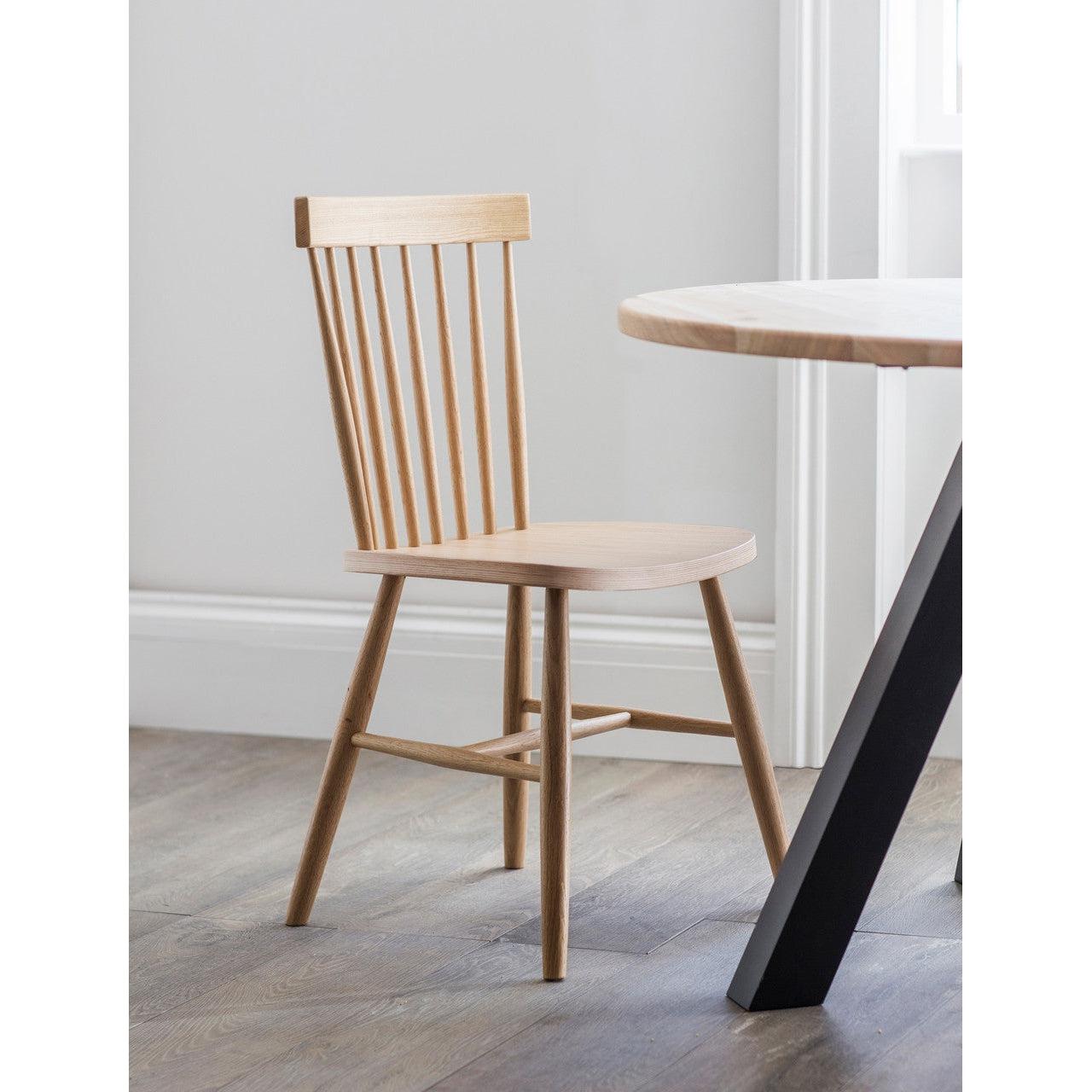 Pair of Spindle Back Chairs in Oak-Dining Chairs & Benches-Yester Home