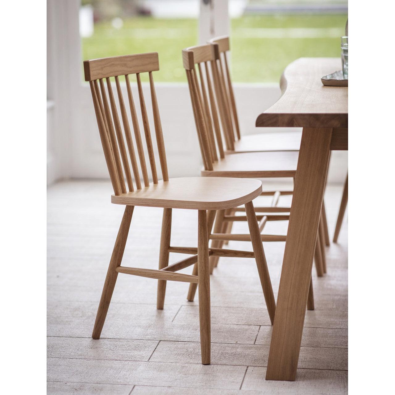 Pair of Spindle Back Chairs in Oak-Dining Chairs & Benches-Yester Home
