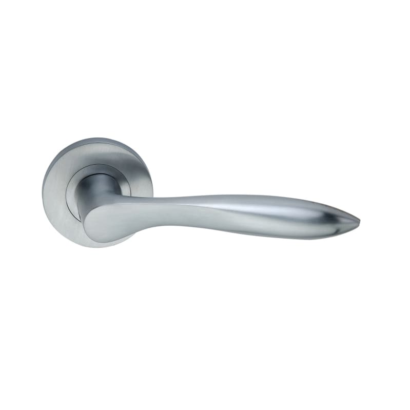 Pearle Lever Door Handle Satin Chrome-Levers on Rose-Yester Home