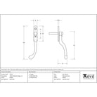 Pewter 16mm Peardrop Espag - LH | From The Anvil - Espag. Fasteners - From The Anvil - Yester Home