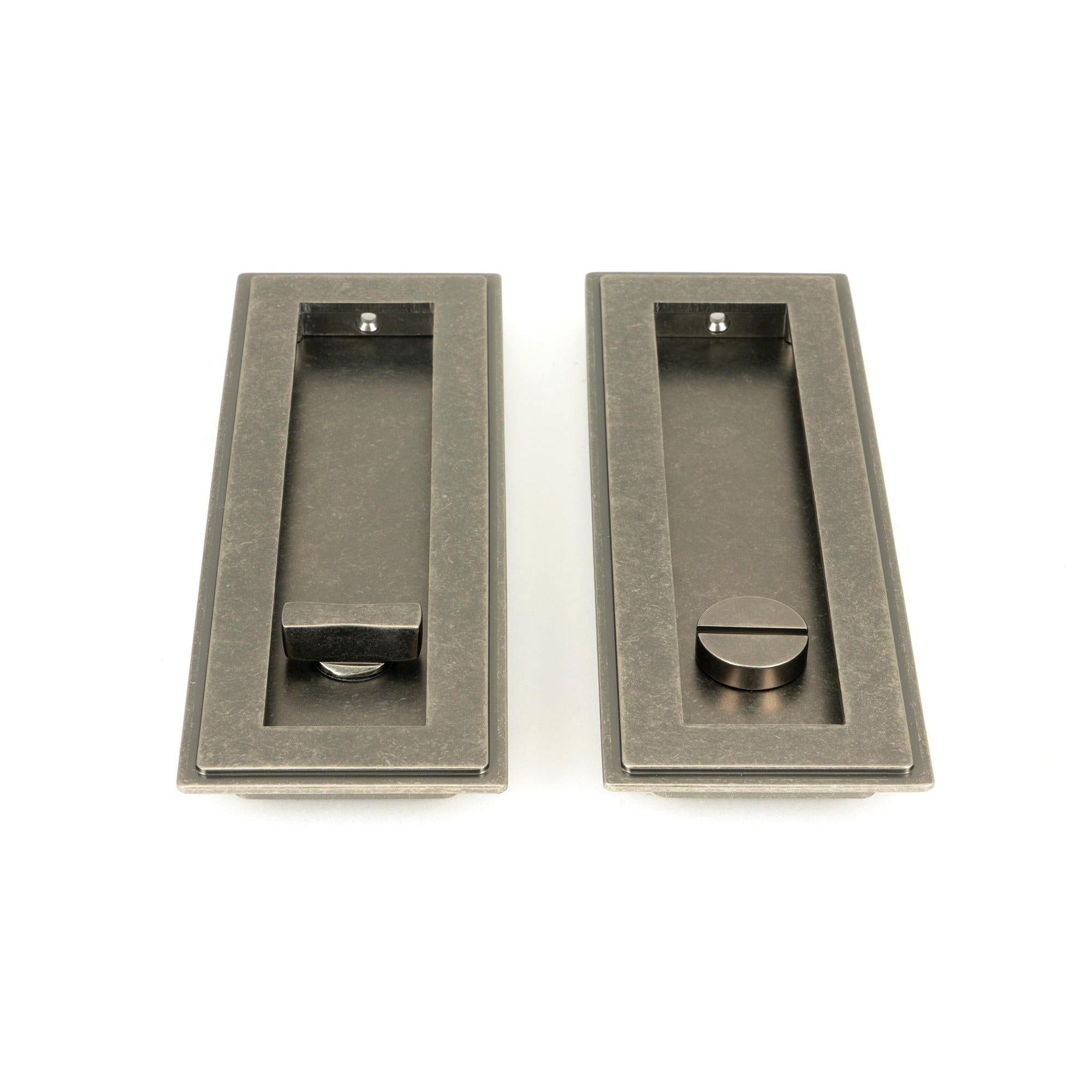 Pewter 175mm Art Deco Rectangular Pull - Privacy Set | From The Anvil - Cabinet Pulls - From The Anvil - Yester Home