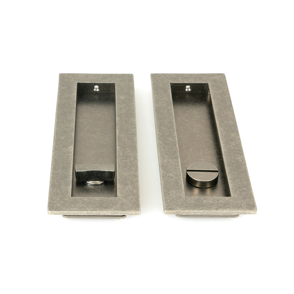 Pewter 175mm Plain Rectangular Pull - Privacy Set | From The Anvil-Cabinet Pulls-Yester Home