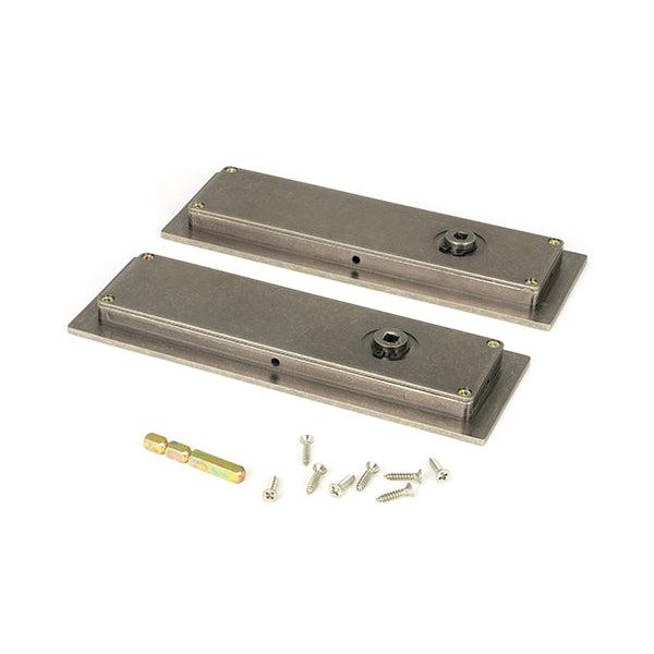 Pewter 175mm Plain Rectangular Pull - Privacy Set | From The Anvil-Cabinet Pulls-Yester Home