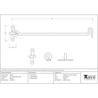 Pewter 18" Forged Cabin Hook | From The Anvil-Cabin Hooks-Yester Home
