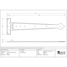 Pewter 22" Arrow Head T Hinge (pair) | From The Anvil-T Hinges-Yester Home
