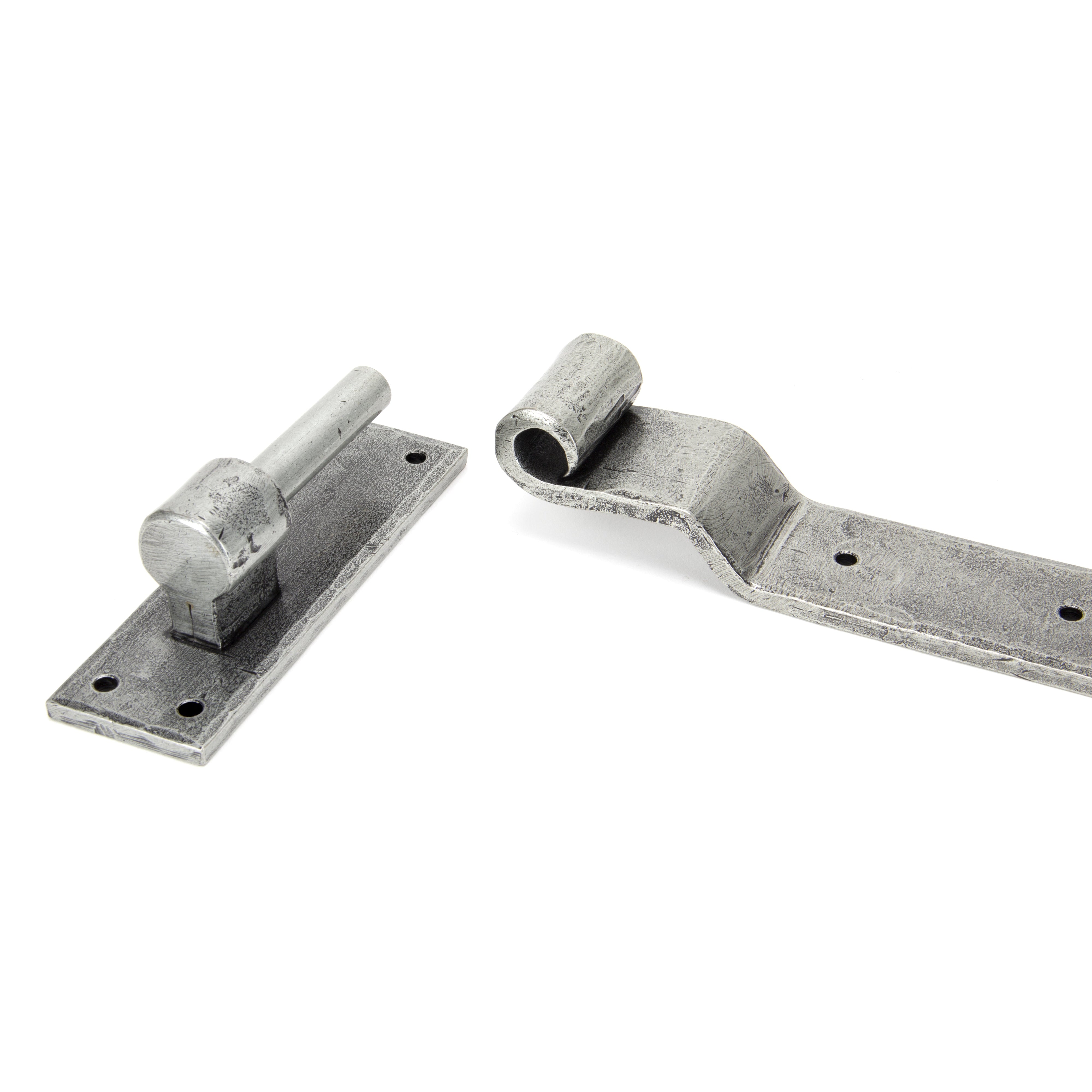 Pewter 24" Hook & Band Hinge - Cranked (pair) | From The Anvil-Hook & Band Hinges-Yester Home