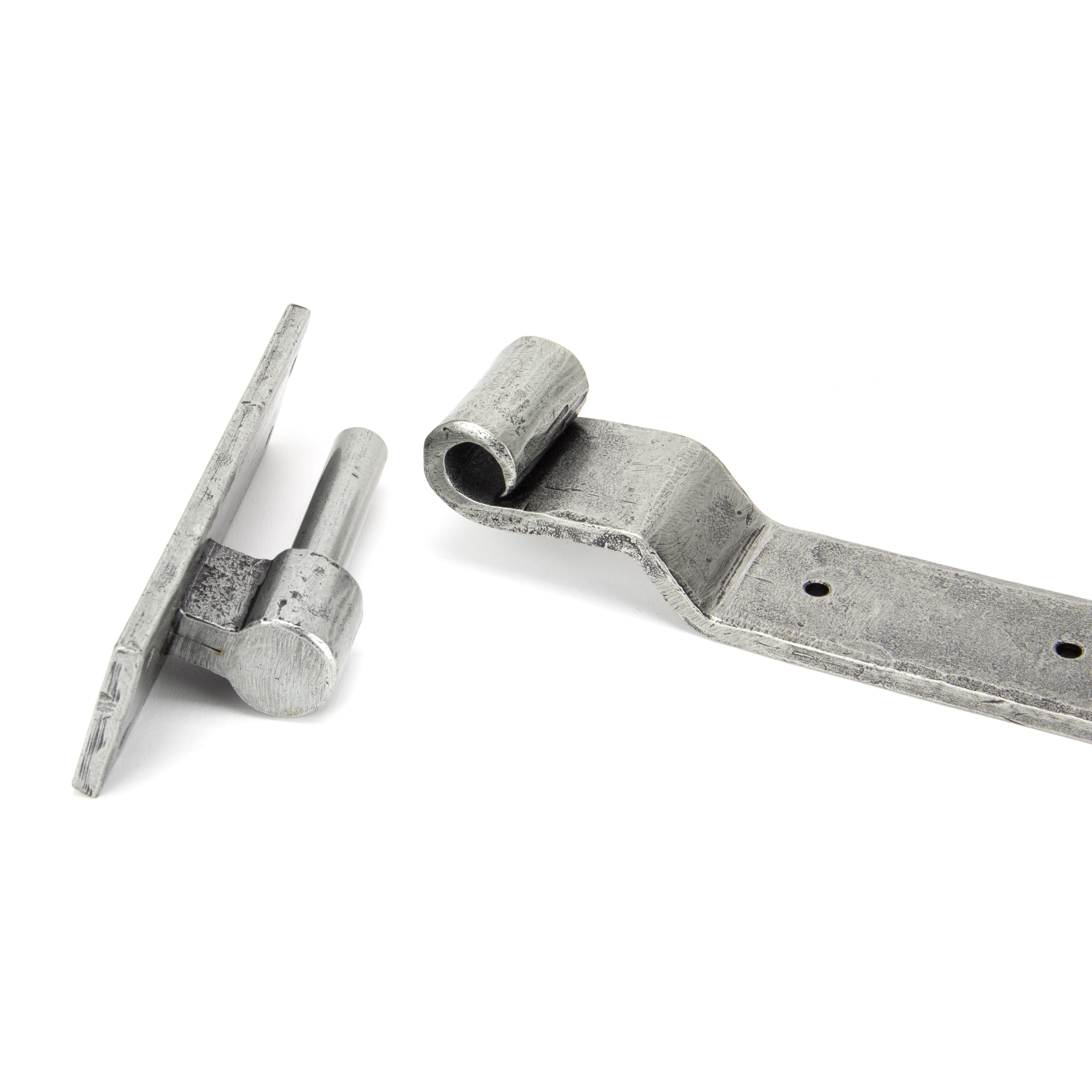 Pewter 24" Hook & Band Hinge - Cranked (pair) | From The Anvil-Hook & Band Hinges-Yester Home