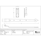 Pewter 24" Hook & Band Hinge - Cranked (pair) | From The Anvil-Hook & Band Hinges-Yester Home