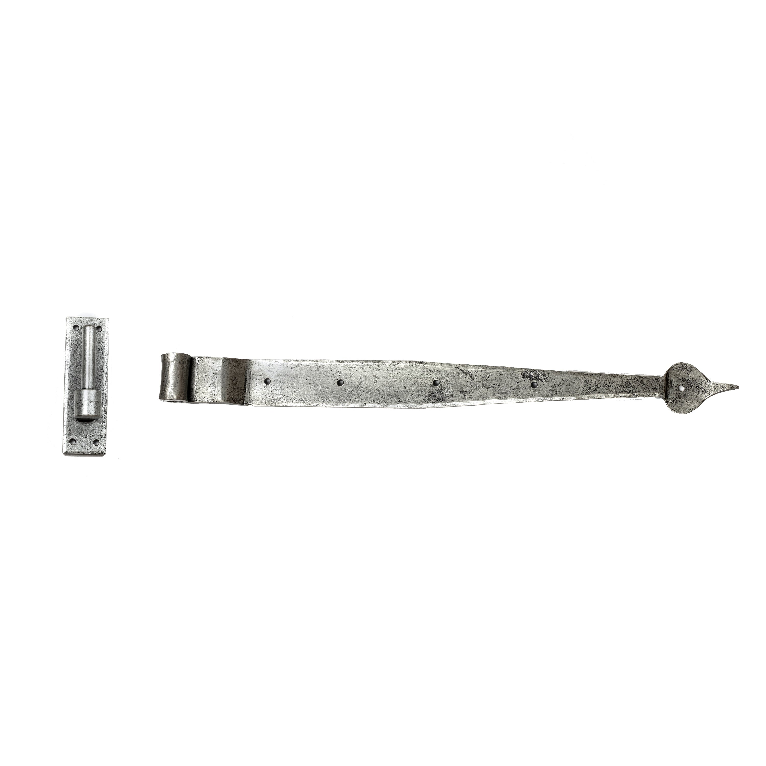 Pewter 24" Hook & Band Hinge - Cranked (pair) | From The Anvil-Hook & Band Hinges-Yester Home