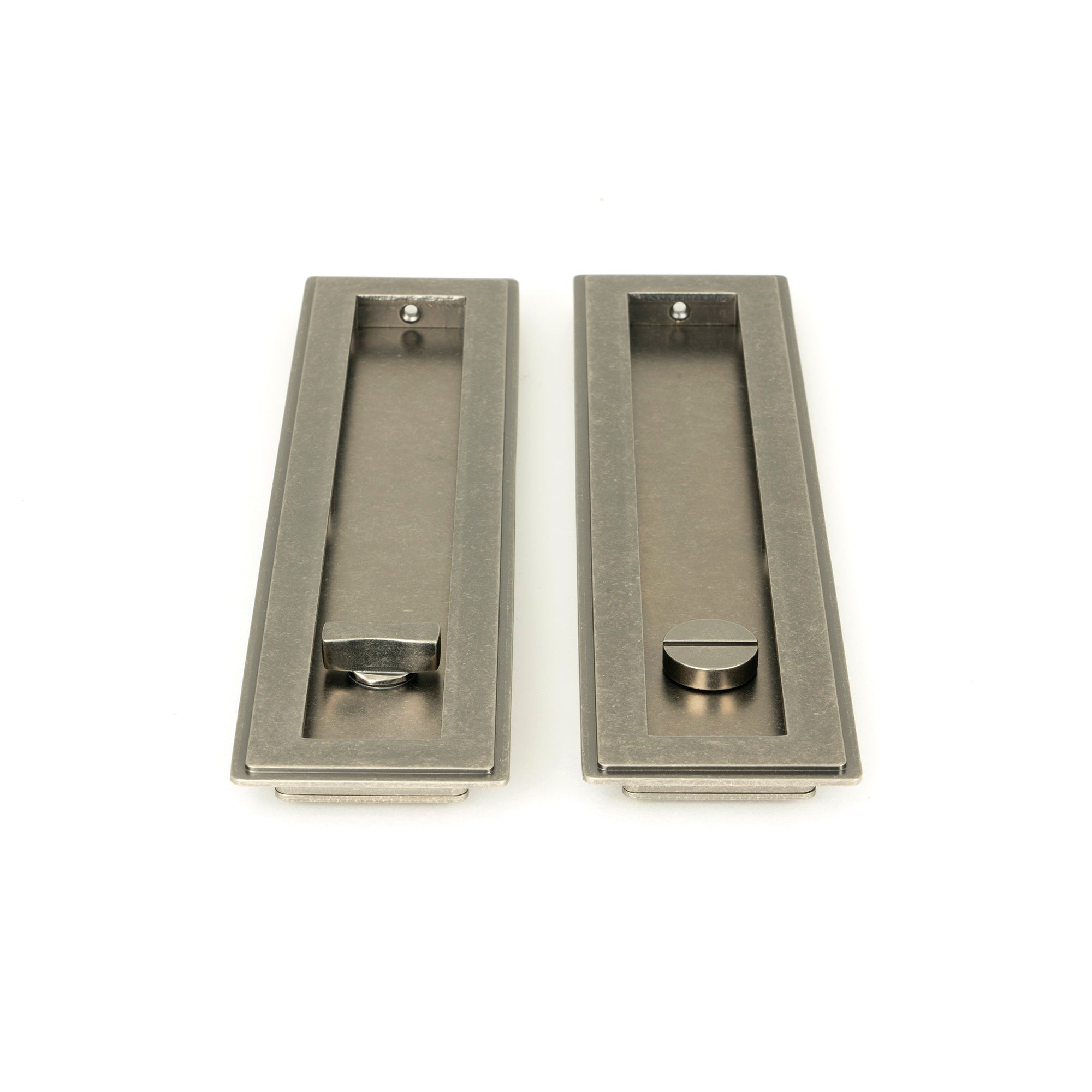 Pewter 250mm Art Deco Rectangular Pull - Privacy Set | From The Anvil-Cabinet Pulls-Yester Home