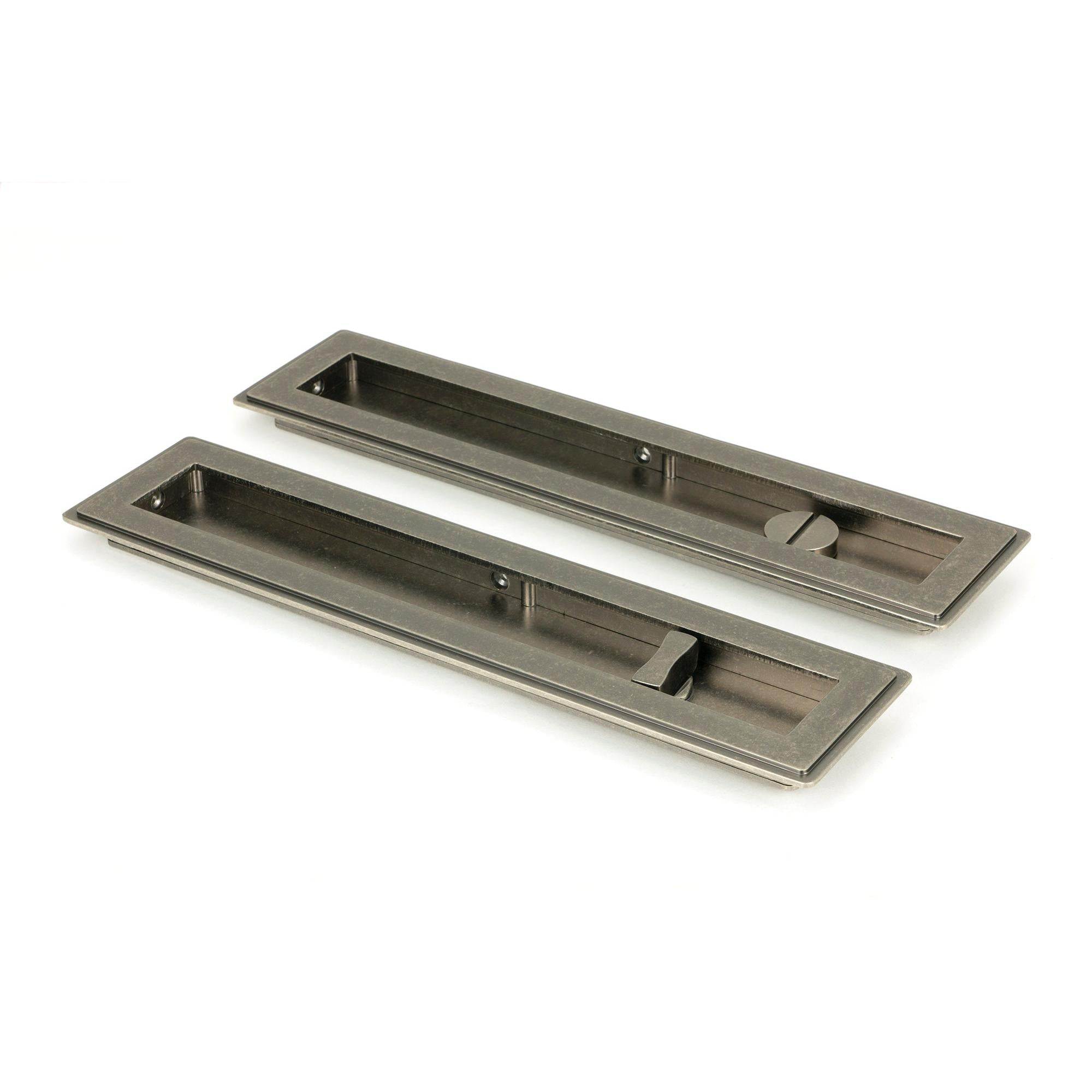 Pewter 250mm Art Deco Rectangular Pull - Privacy Set | From The Anvil - Cabinet Pulls - From The Anvil - Yester Home
