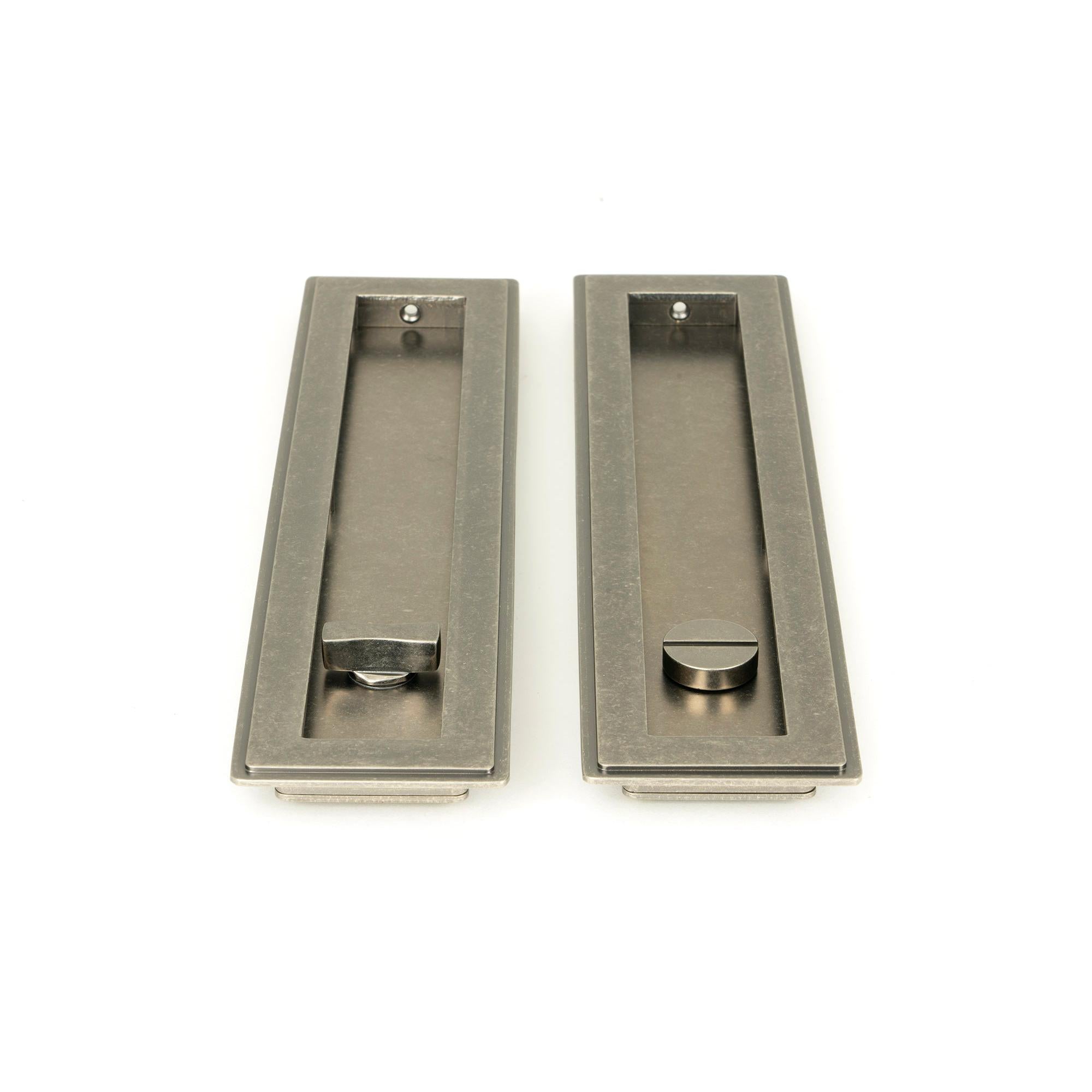 Pewter 250mm Art Deco Rectangular Pull - Privacy Set | From The Anvil - Cabinet Pulls - From The Anvil - Yester Home