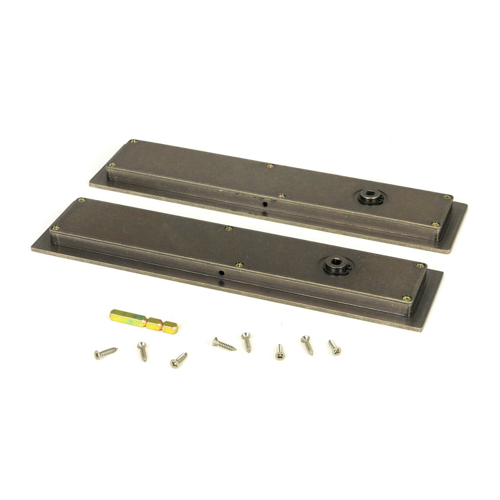 Pewter 250mm Plain Rectangular Pull - Privacy Set | From The Anvil-Cabinet Pulls-Yester Home