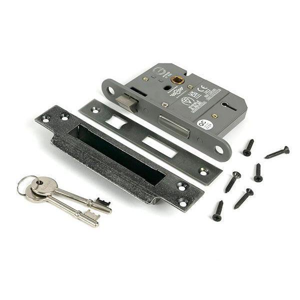 Pewter 3" 5 Lever BS Sash Lock KA - Sash Locks - From The Anvil - Yester Home