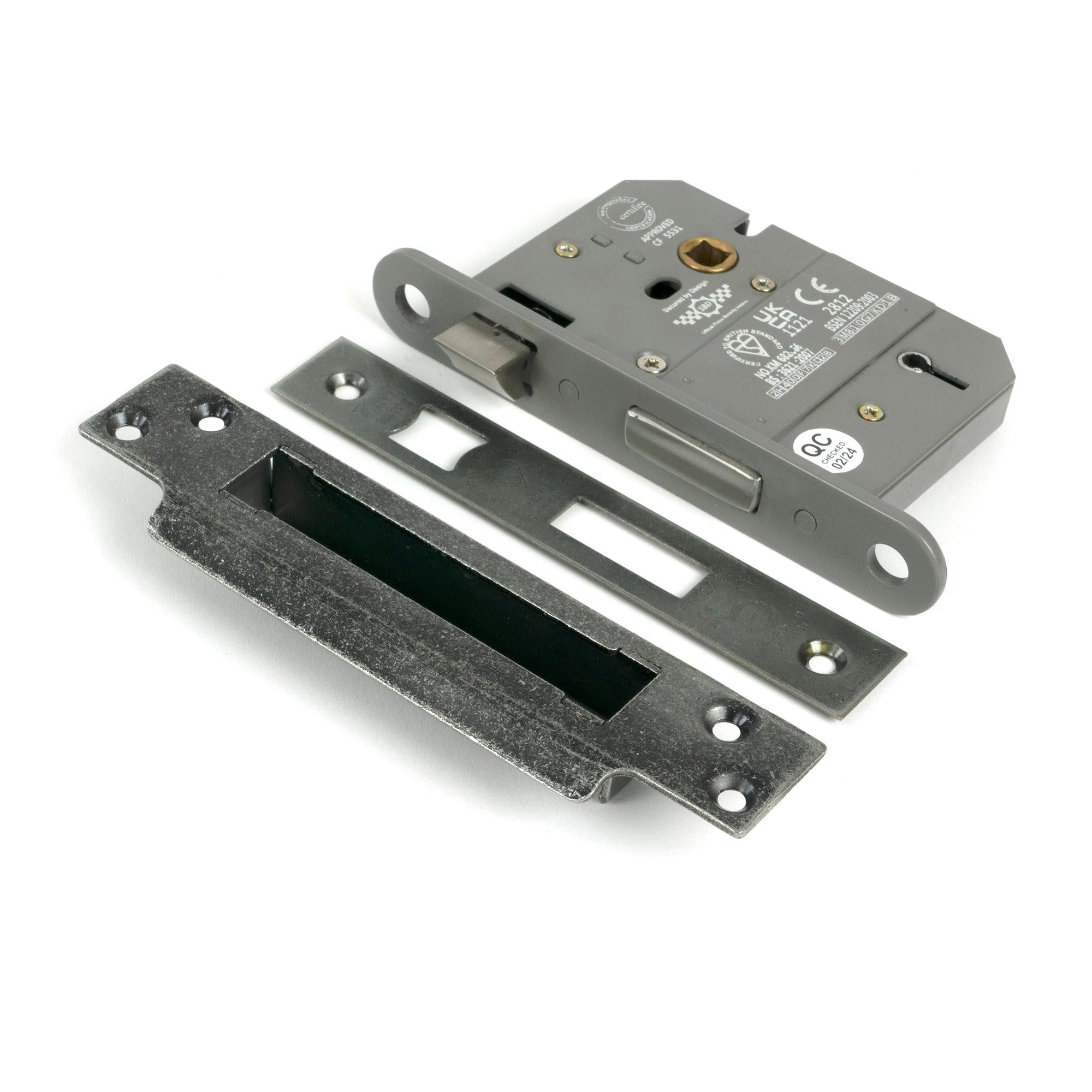 Pewter 3" 5 Lever BS Sash Lock - Sash Locks - From The Anvil - Yester Home