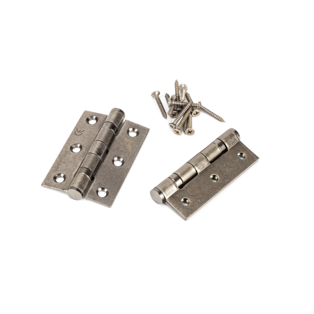 Pewter 3" Ball Bearing Butt Hinge (Pair) ss | From The Anvil-Butt Hinges-Yester Home