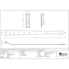 Pewter 35" Hook & Band Hinge - Cranked (pair) | From The Anvil - Hook & Band Hinges - From The Anvil - Yester Home