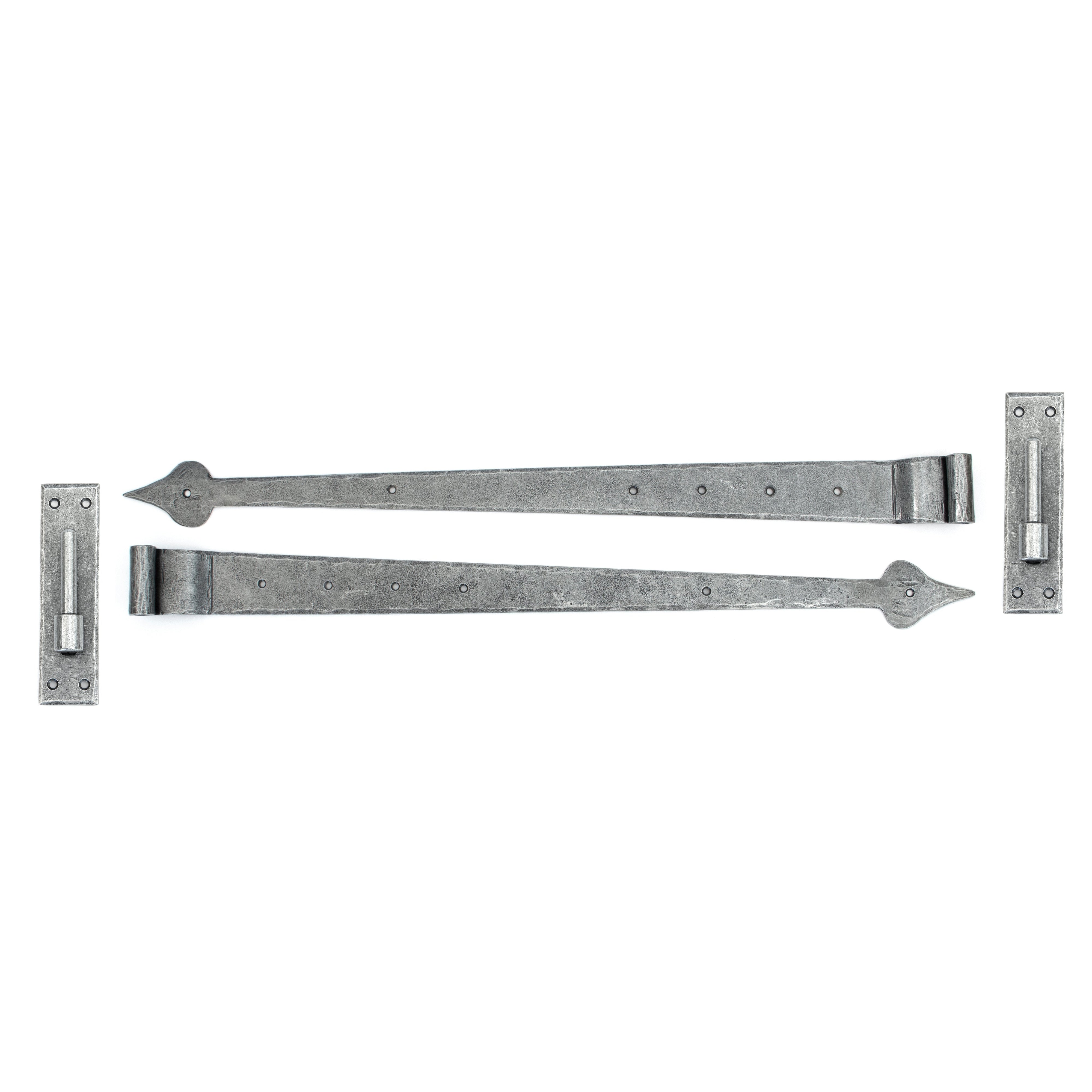 Pewter 35" Hook & Band Hinge - Cranked (pair) | From The Anvil-Hook & Band Hinges-Yester Home