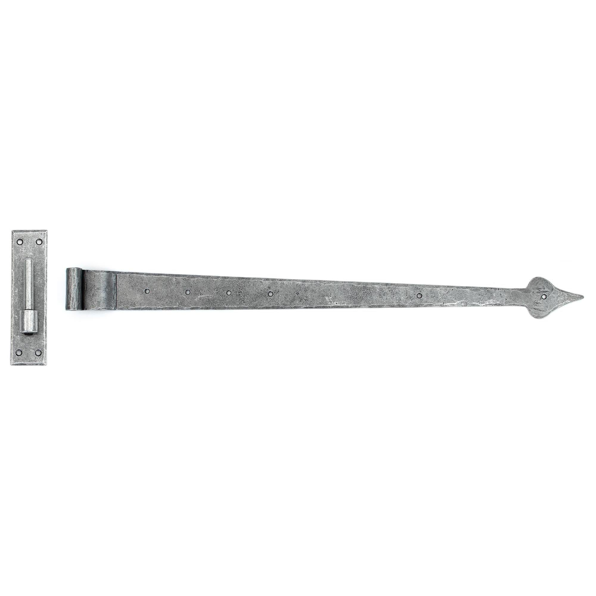 Pewter 35" Hook & Band Hinge - Cranked (pair) | From The Anvil - Hook & Band Hinges - From The Anvil - Yester Home