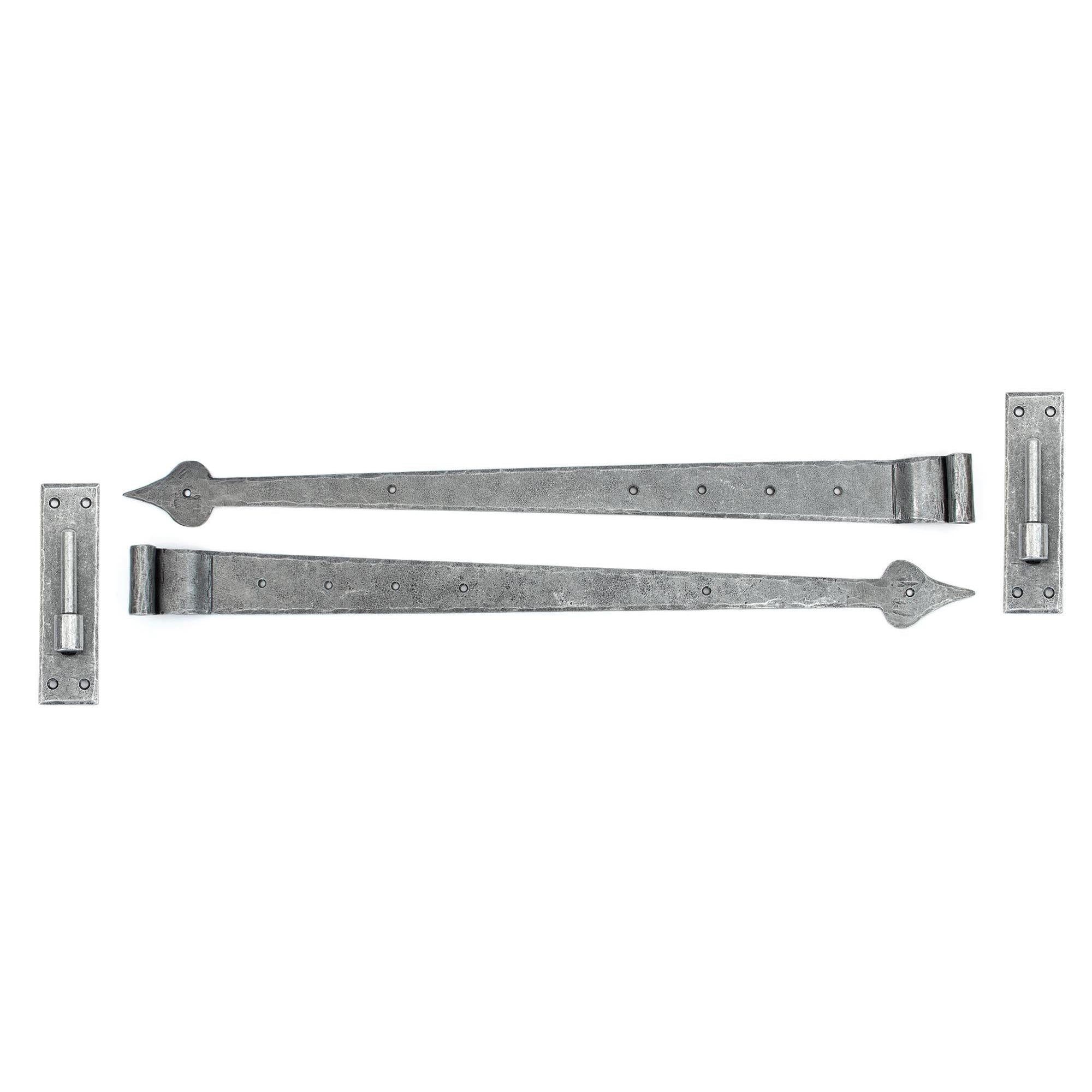 Pewter 35" Hook & Band Hinge - Cranked (pair) | From The Anvil - Hook & Band Hinges - From The Anvil - Yester Home