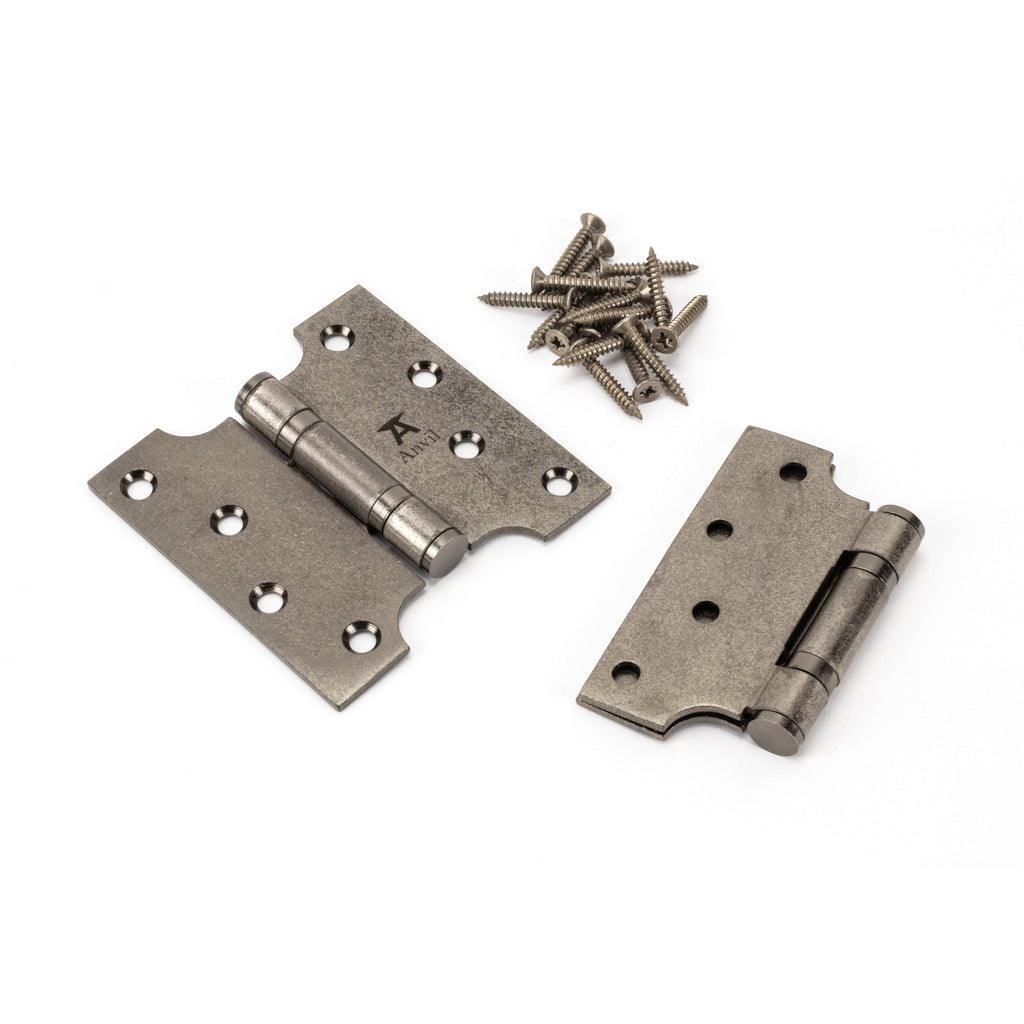 Pewter 4" x 2" x 4" Parliament Hinge (pair) ss | From The Anvil-Parliament Hinges-Yester Home
